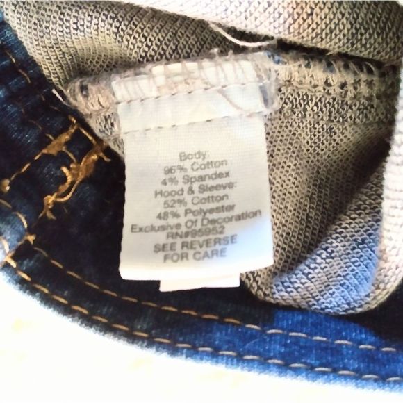 Mudd Girls Denim Jean Sweater Arm Multi Patch Girls Jacket Size 14 - Picture 6 of 7